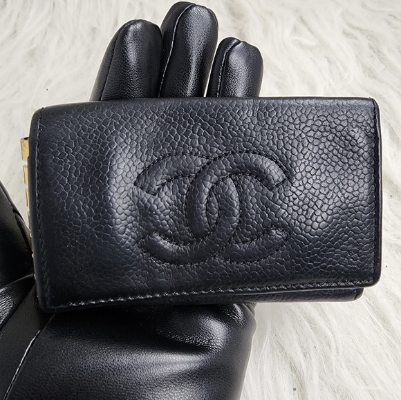 - 💯 % Authentic Vintage Chanel Caviar Black Leather key Ring - Picture 2 of 10